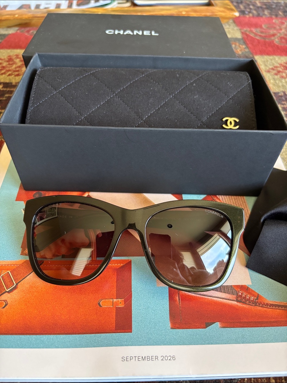 CHANEL women’s Black Sunglasses with Dark Gradient Lenses